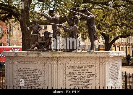 Denkmal für haitianische kämpfte im amerikanischen Unabhängigkeitskrieg in Savannah, Georgia, USA. Stockfoto