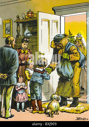 Tradition / Folklore, Deutschland, Weihnachtsmann bei Kindern, Illustration, um 1897, Zusatz-Rechte-Clearences-nicht vorhanden Stockfoto