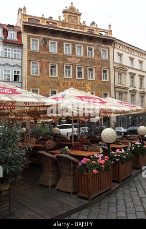 Café / Restaurant in der Altstadt, Prag, Tschechische Republik Stockfoto