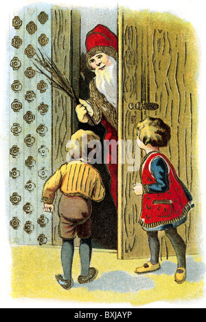 Tradition / Folklore, Deutschland, Weihnachtsmann bei Kindern, Illustration, 1928, Zusatz-Rechte-Clearences-nicht vorhanden Stockfoto