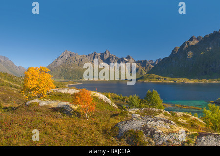 Die Lofoten sind eine Inselgruppe und eine traditionelle District in der Grafschaft von Nordland, Norwegen. Stockfoto