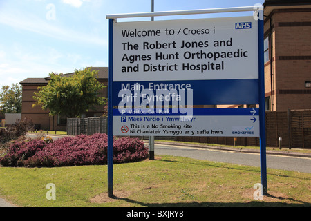 Haupteingang der Robert Jones und Agnes Hunt Orthopaedic Hospital in der Nähe von Oswestry, führende britische Orthopädische Zentrum Stockfoto