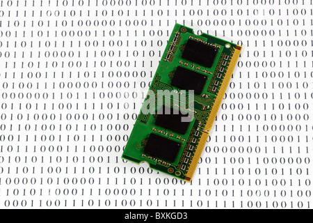 Random Access Memory (RAM) Modul Binärcodes Hintergrund Stockfoto