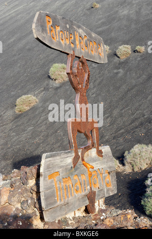 Timanfaya Parque Nacional Zeichen Stockfoto