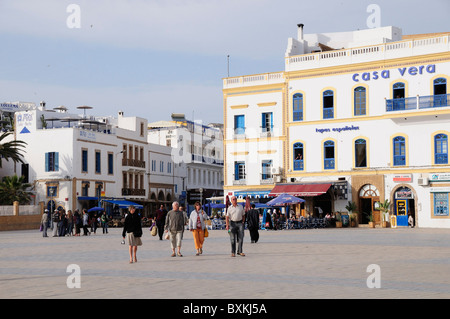 Cafés am Place Moulay Hassan Stockfoto