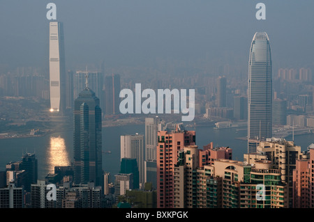 Hong Kong Skyline vom Gipfel, Hong Kong Insel, China Stockfoto