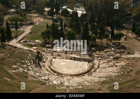 Theater des Dionysos am Fuße der Akropolis von Athen in Griechenland. Stockfoto