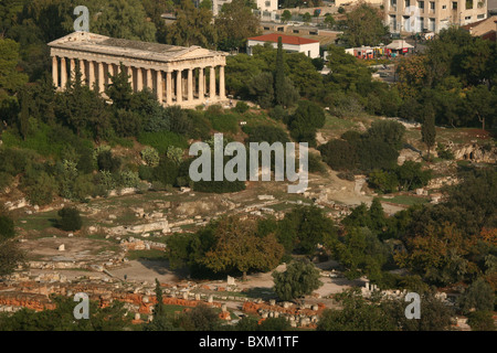 Der Tempel des Hephaistos auch bekannt als die Theseion in der antiken Agora von Athen in Griechenland. Stockfoto