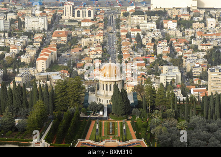 Israel, Haifa. Bahai-Gärten mit Schrein der Bab, Berg Karmel. Stockfoto