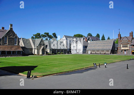 Historischen Gebäuden rund um Viereck, Christi College in Rolleston Ave, Christchurch, Canterbury, Südinsel, Neuseeland Stockfoto