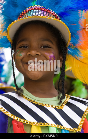 Montreal, Kanada. Nahaufnahme von schwarzen Mädchen karibischen Karneval in der Innenstadt von Montreal. Stockfoto