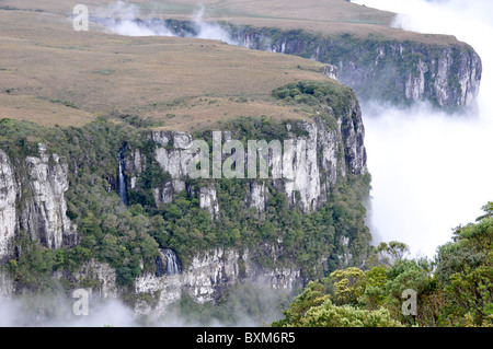 Wolken fegen in Fortaleza Canyon in den frühen Morgenstunden, Cambara do Sul, Rio Grande do Sul, Brasilien Stockfoto