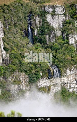 Wolken fegen in Fortaleza Canyon in den frühen Morgenstunden, Cambara do Sul, Rio Grande do Sul, Brasilien Stockfoto