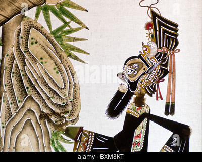 Detail einer Leder-Marionette verwendet für die traditionellen Schatten-Marionetten-show Stockfoto