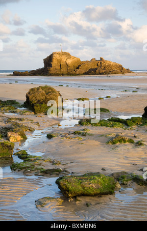 Kapelle Rock am Perranporth Strand, cornwall Stockfoto