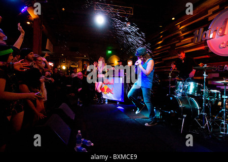 Rap-Star Mickey Avalon in Konzert im Hard Rock Cafe Stockfoto