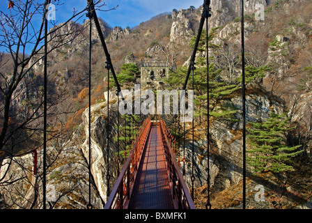 Hängebrücke im Daedunsan Provincial Park, Jeollabuk-Do, Südkorea Stockfoto