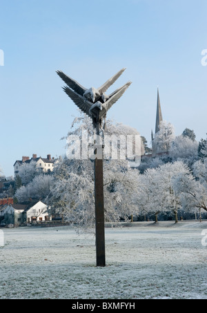 Winter am Flussufer bei Ross-on-Wye Stockfoto