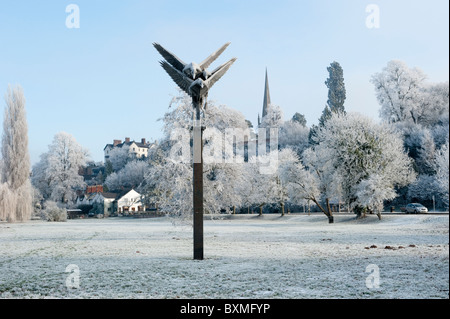 Winter am Flussufer bei Ross-on-Wye Stockfoto