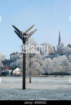 Winter am Flussufer bei Ross-on-Wye Stockfoto