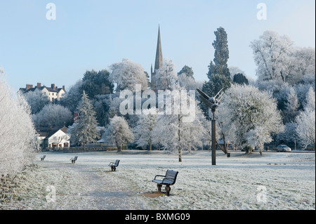 Winter am Flussufer bei Ross-on-Wye Stockfoto