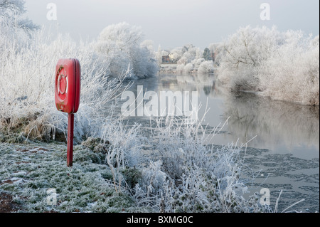 Winter am Flussufer bei Ross-on-Wye Stockfoto