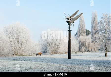 Winter am Flussufer bei Ross-on-Wye Stockfoto