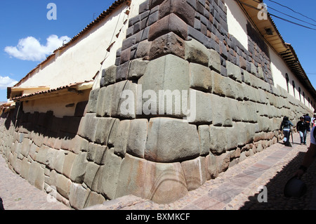 Details der Inka Mauerwerk in Cusco, Peru Stockfoto