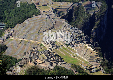 Blick auf Machu Picchu aus Huayna Picchu Stockfoto