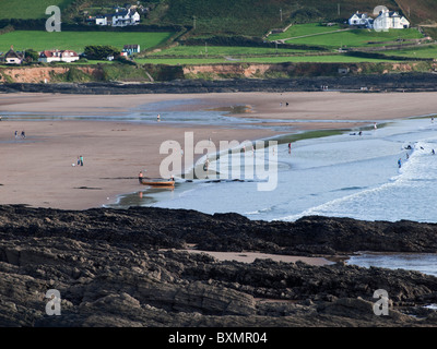 Croyde Bucht an der Nordküste Devon - der Blick aus den Fußweg zu baggy Punkt Stockfoto