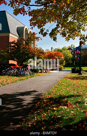 Einem ruhigen Herbstmorgen auf dem Campus der Bucknell University in Lewisburg, Pennsylvania. Stockfoto