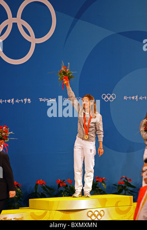 Gold Medaille Maria Valentina Vezzali, Damen Florett-Einzel Finale, Olympischen Spiele in Peking, China Stockfoto