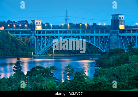 Die Britannia Bridge über die Menai Straights, Anglesey, North Wales, UK Stockfoto