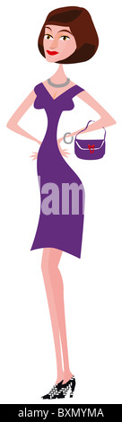 sehr elegante Frau mit Handtasche und mit dem Modus Stockfoto