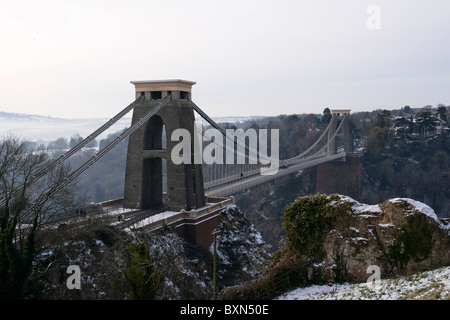Clifton Suspension Bridge im Winter Bristol England Großbritannien Stockfoto
