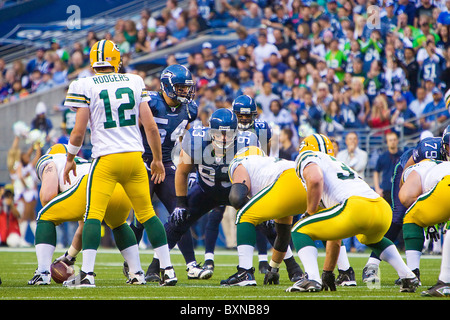 Green Bay Packers spielen die Seattle Seahawks während einem NFL-Football-Spiel Stockfoto