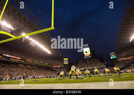 Green Bay Packers Qwest Field spielen die Seattle Seahawks. Stockfoto