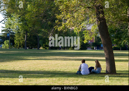 Paar im Schatten eines Baumes Stockfoto