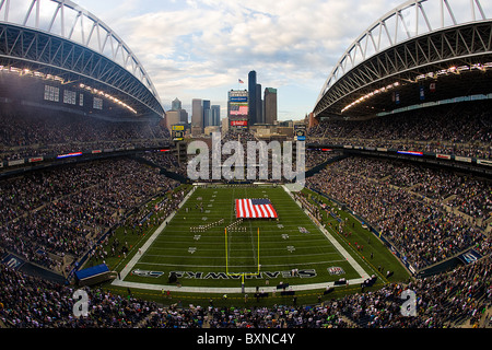 Qwest Field während einer Seattle Seahawks NFL pregame show Stockfoto