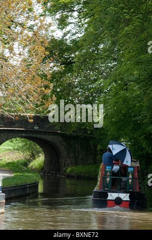 Urlauber auf Hausboote auf der Ellesmere Kanal, Ellesmere, Shropshire. Stockfoto