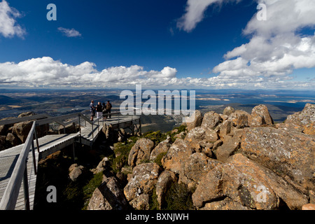 Aussicht vom Gipfel des Mount Wellington, mit Blick auf Hobart. Stockfoto