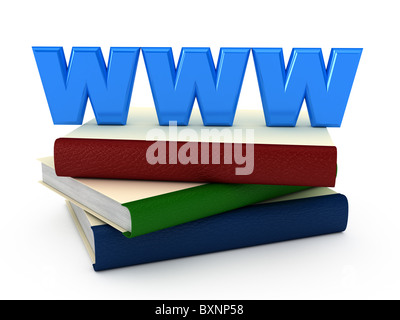 Wahl-Konzept. Bücher und Www über weiß Stockfoto