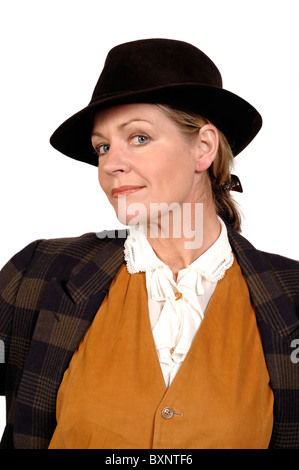 Porträt einer Frau mit Hut Stockfoto