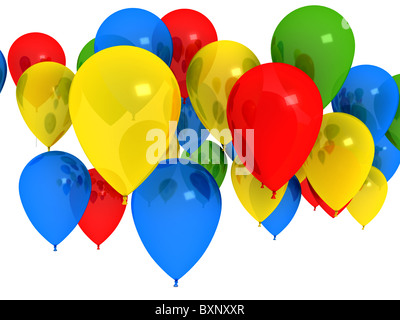 Hellen Ballons über weiß Stockfoto