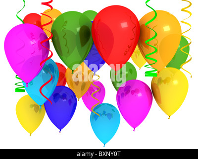 Hellen Ballons über weiß Stockfoto