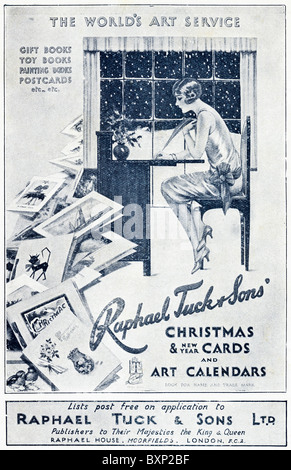 Werbung für Raphael Tuck & Söhne Weihnachtskarten und Kunst Kalender verwendet im Magazin ca. 1928 Stockfoto