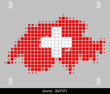 Karte und Flagge der Schweiz Stockfoto