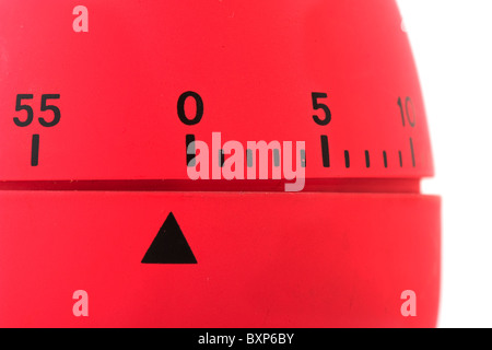 Uhr für die Zeitmessung der Kochen Minuten isoliert auf weiß Stockfoto
