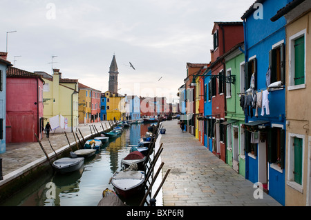 Burano Insel Landschaft - farbigen Häuser Stockfoto