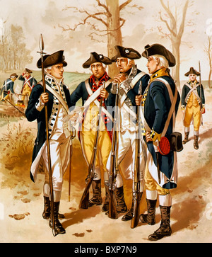 Infanterie: Kontinentalarmee, 1779-1783, Amerikanischer Unabhängigkeitskrieg der USA Stockfoto